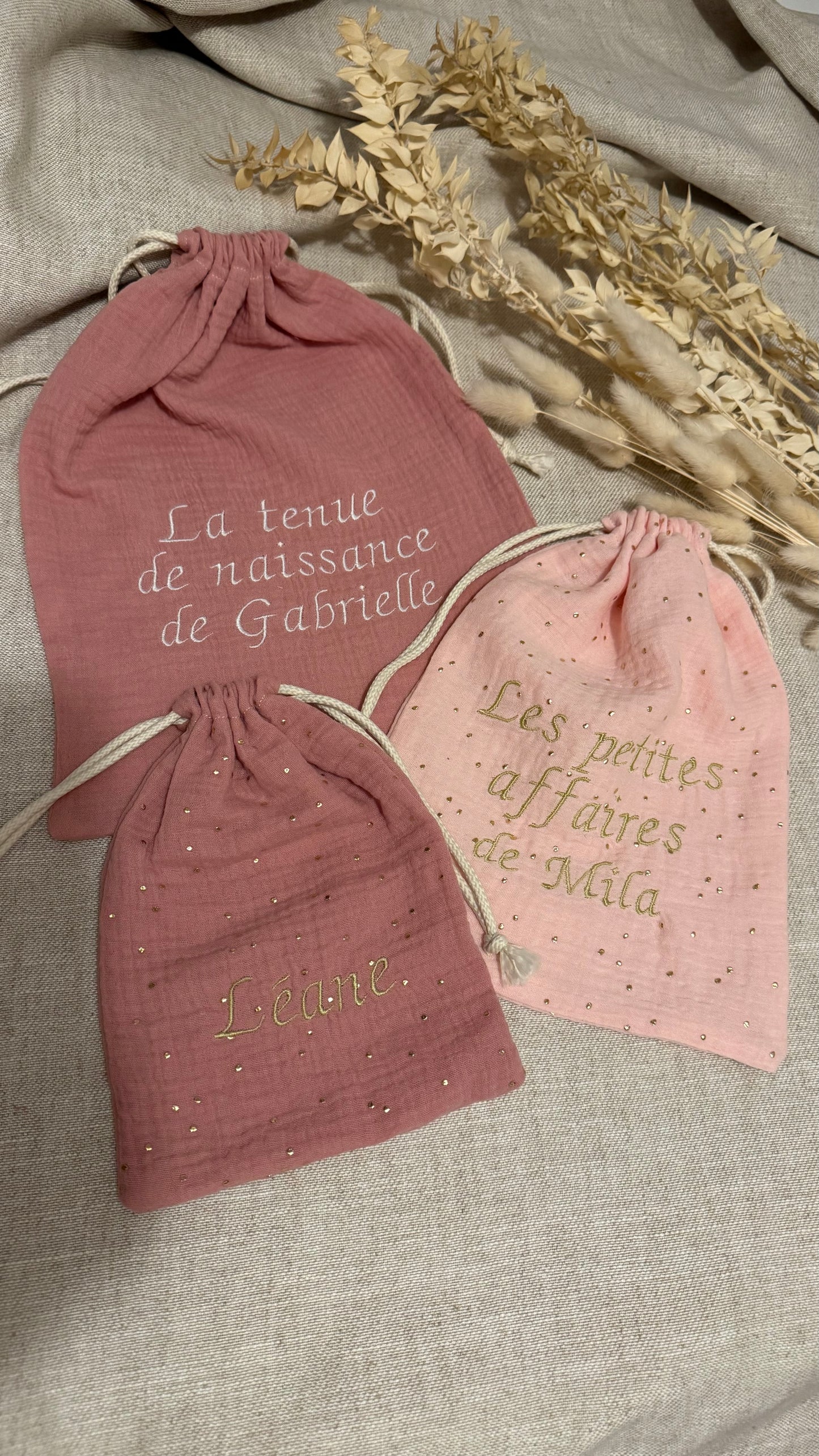 Sac pochon personnalisé en double gaze de coton