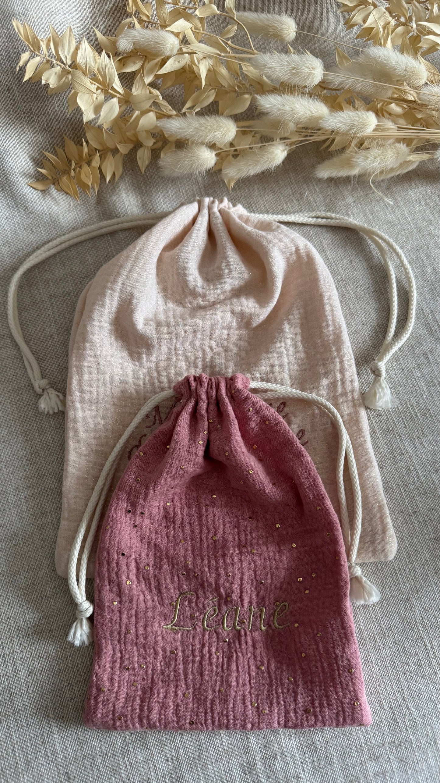 Sac pochon personnalisé en double gaze de coton