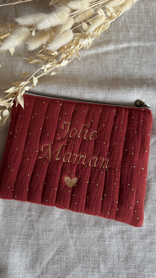 Pochette plate matelassée personnalisée