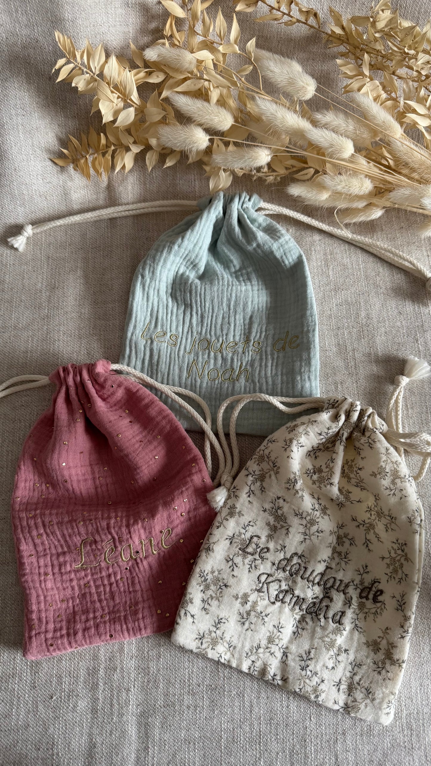 Sac pochon personnalisé en double gaze de coton