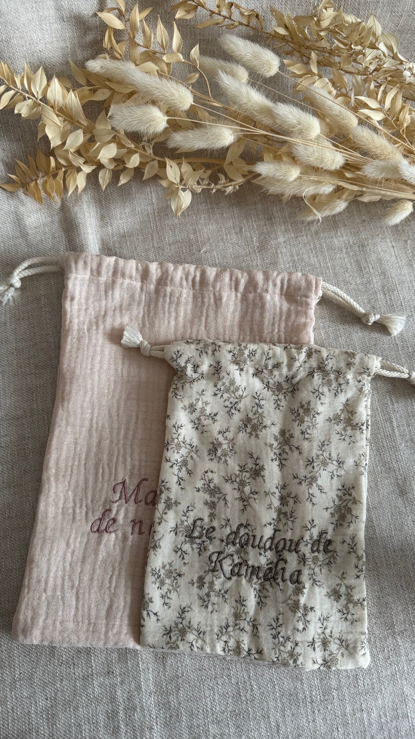 Sac pochon personnalisé en double gaze de coton
