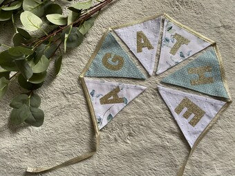 Guirlande fanion liberty et flex argenté personnalisée