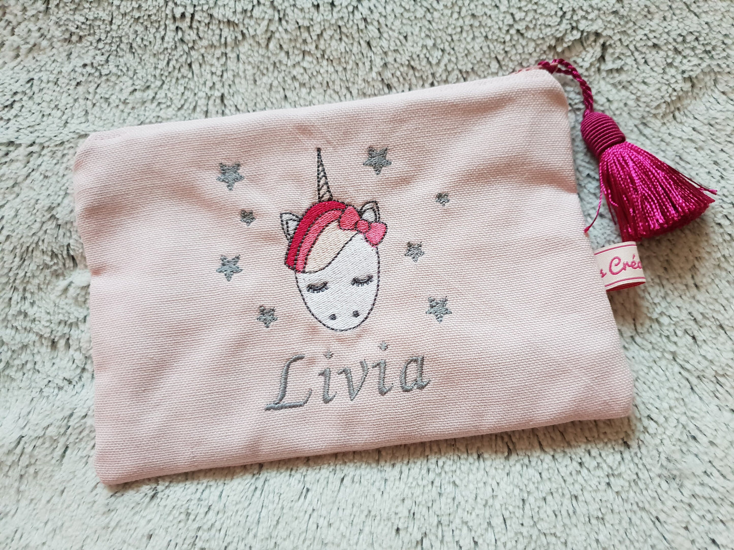 Pochette licorne personnalisée