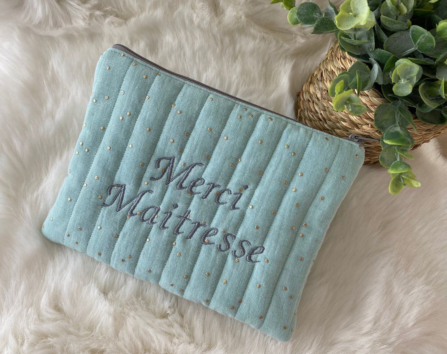 Pochette plate matelassée personnalisée