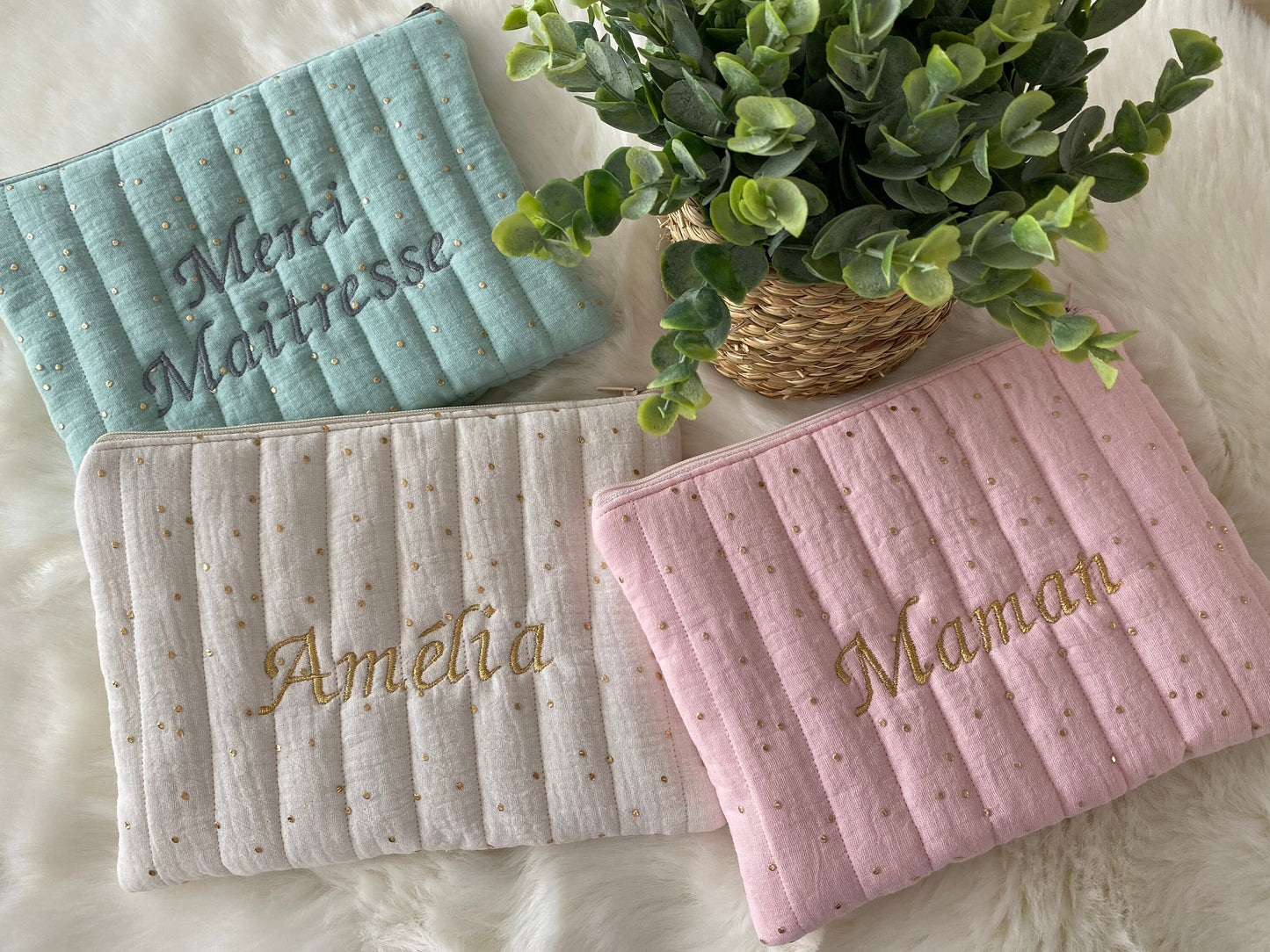 Pochette plate matelassée personnalisée