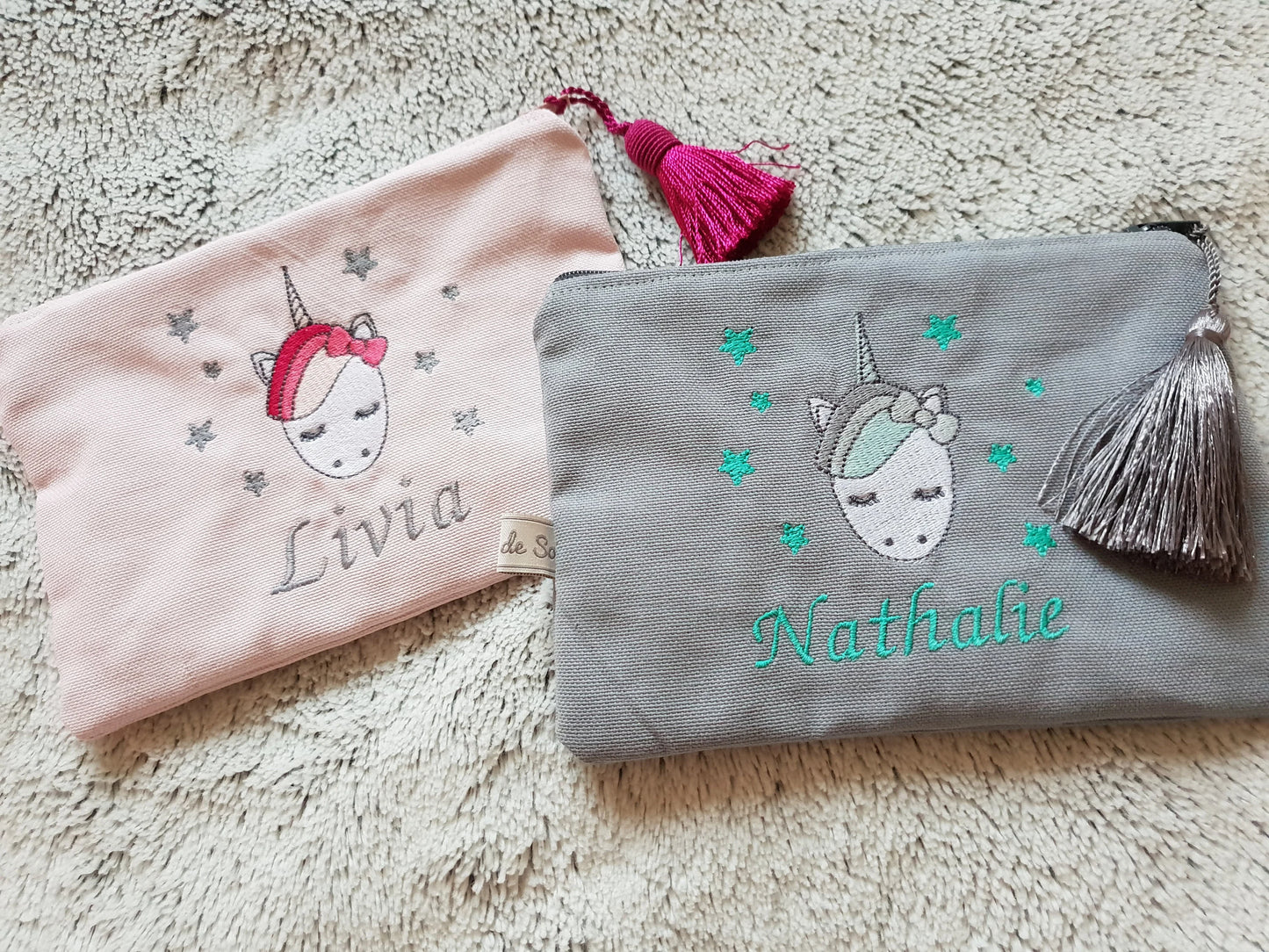 Pochette licorne personnalisée